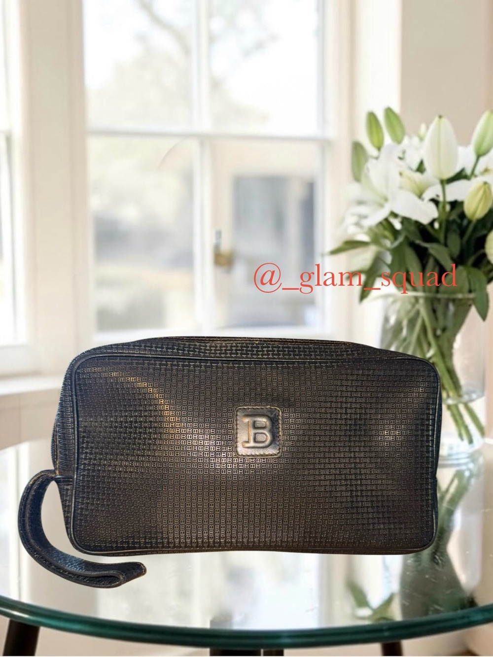 Vintage Bally Switzerland Luxury Embossed "B" Monogram Travel Bag / Clutch Bag